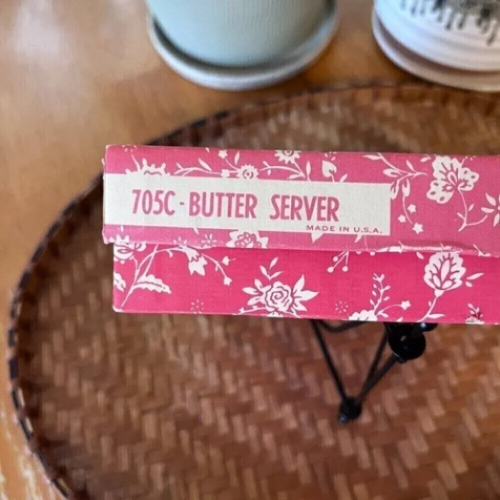 Vintage Crystal Butter Dish Spreader Server